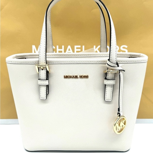 Zip Tote White And Navy Blue Michael Kors Purse Sullivan Small